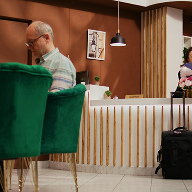Elegantly designed hotel room with emotional comfort